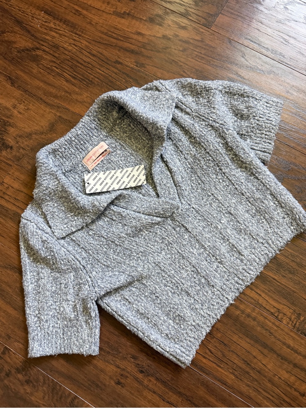 Urban Outfitters Heather Gray Short-Sleeve Cropped Knit Top